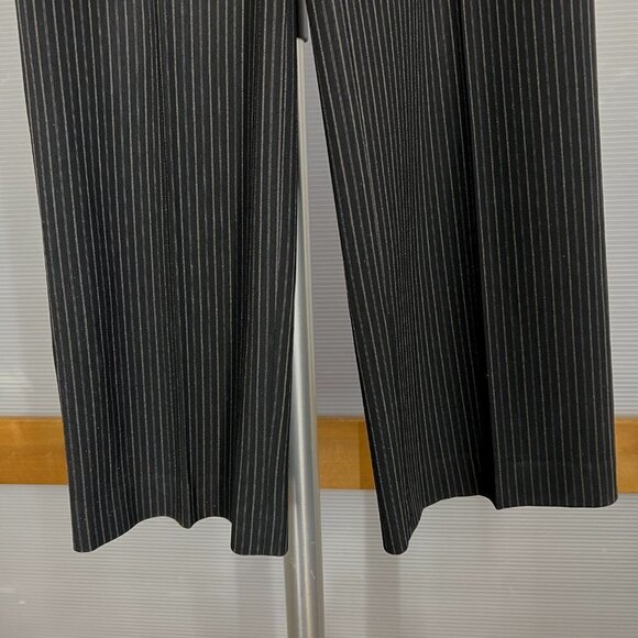 MaxMara Black Brown Pinstripes High Rise Straight Leg Trouser Dress Pant Sz 6 - Picture 5 of 14